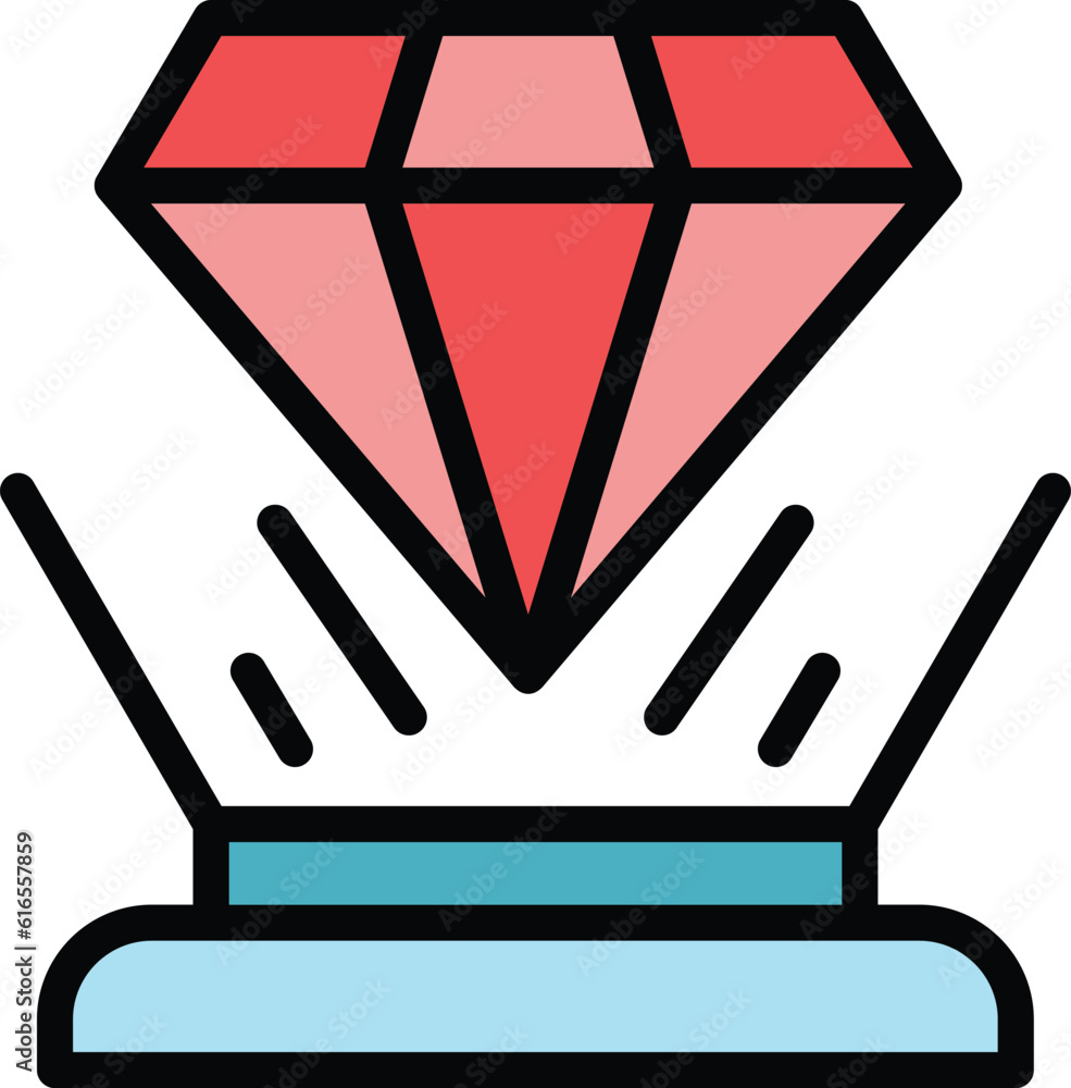 Wall mural diamond hologram projection icon. outline diamond hologram projection vector icon for web design iso