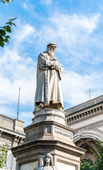 Statue of Leonardo da Vinci in Carrara Marble, erected in 1872 by Pietro Magni, in Piazza alla...