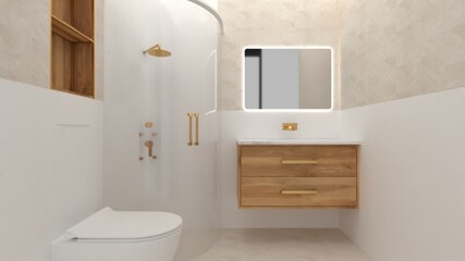 Fototapeta na wymiar Bathroom Design And Interior Exterior Rendering