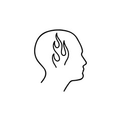 vector illustration of human head with fire concept