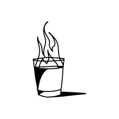 vector illustration of a glass filled with fire