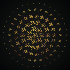 Om Mantra in Circle golden hindi calligraphy text of lord shiva design, banner, background. - obrazy, fototapety, plakaty