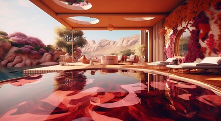 Swimming pool in a luxury villa ai generated