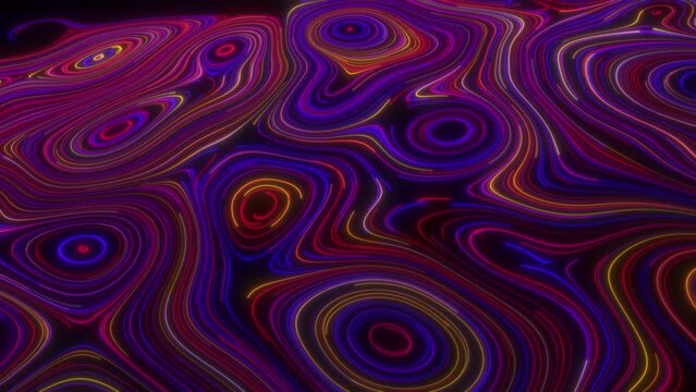 Colorful neon motion lines on dark background - 4K Pro Res
