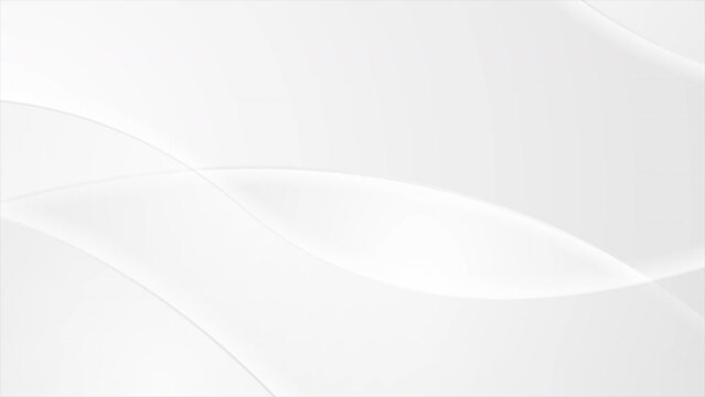 Abstract white grey blurred waves background. Seamless looping monochrome smooth motion design. Video animation Ultra HD 4K 3840x2160