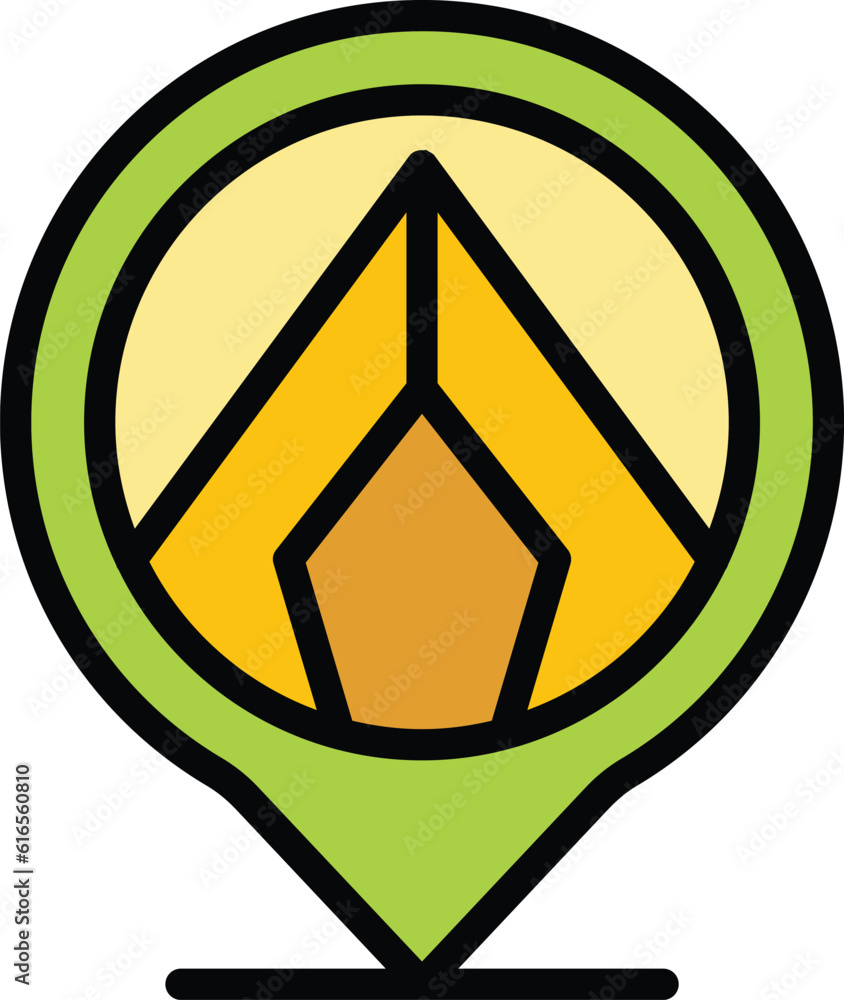 Poster campsite location icon. outline campsite location vector icon for web design isolated on white backg