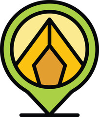 Campsite location icon. Outline Campsite location vector icon for web design isolated on white background color flat