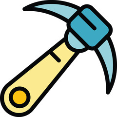 Campsite pick axe icon. Outline Campsite pick axe vector icon for web design isolated on white background color flat