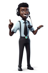 Black Man Customer Service Representative Isolated White Backdrop Charming With Copyspace Generative AI