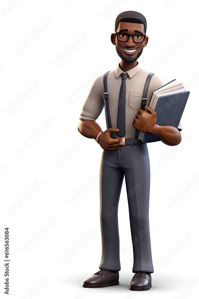 Poster black man human resources manager isolated white backdrop good looking with copy space generative ai