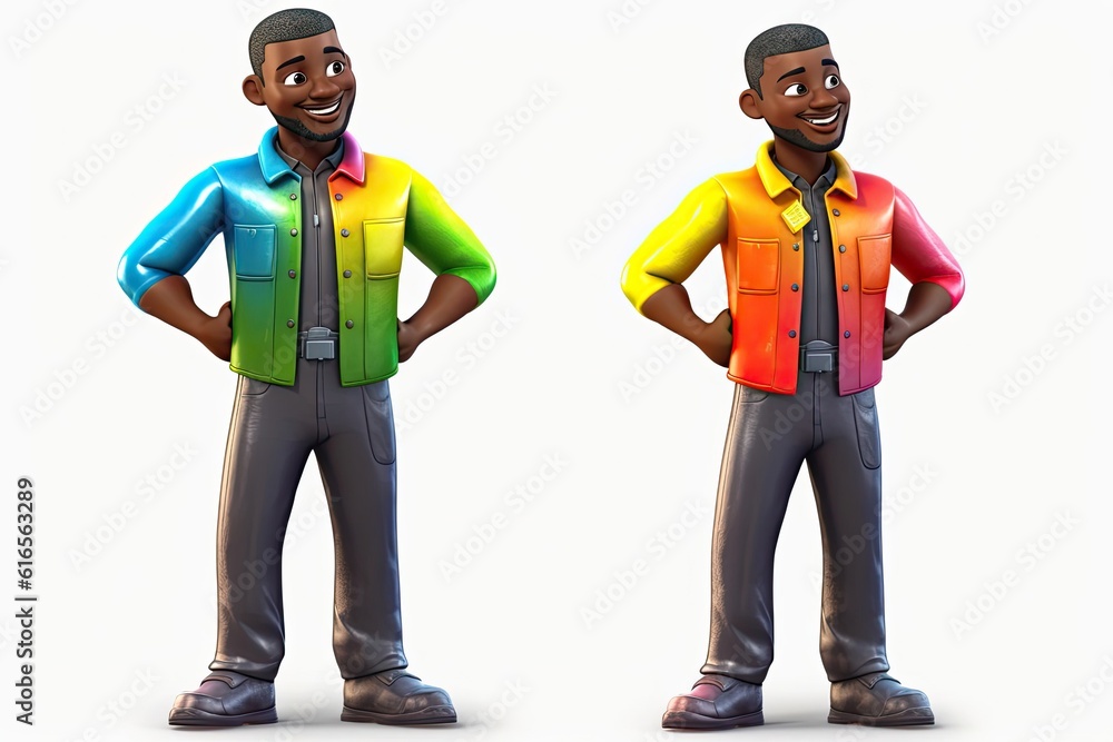 Poster black man mechanic isolated white background good looking with copy space generative ai