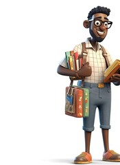 Black Man Librarian Isolated White Backdrop Handsome With Copy Space Generative AI
