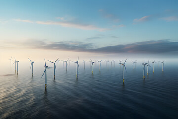 Aerial View of Offshore Wind Farm - Renewable Energy - Generative AI