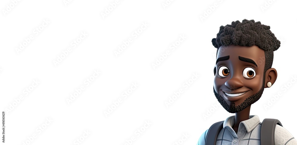 Poster black male software developer isolated white backdrop charming with copyspace generative ai
