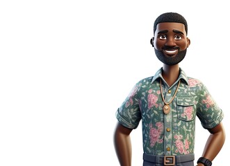 Black Male Social Worker Isolated White Background Handsome With Copyspace Generative AI