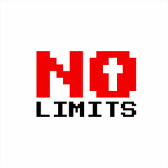 Vector illustration. No limits. No Limits word design with a cross on the letter O..