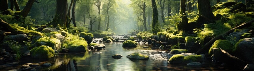 Obraz premium a river with rocks and trees