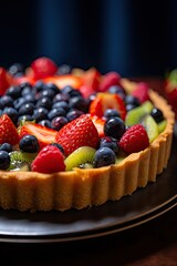 a close up of a fruit tart