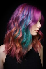 a woman with multicolored hair