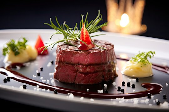 a plate of food with a red decoration