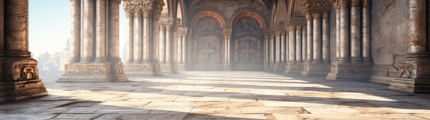 Obraz premium a large room with columns and a cross