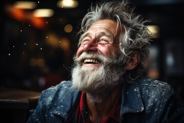 Fototapeta premium a man laughing with white powder on his face