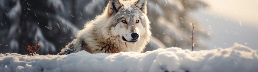 Obraz premium a wolf in the snow