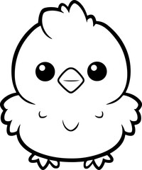 Chicken vector illustration. Black and white outline Chicken coloring book or page for children