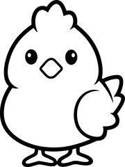 Chicken logo vector illustration. Black and white outline Chicken coloring book or page for children