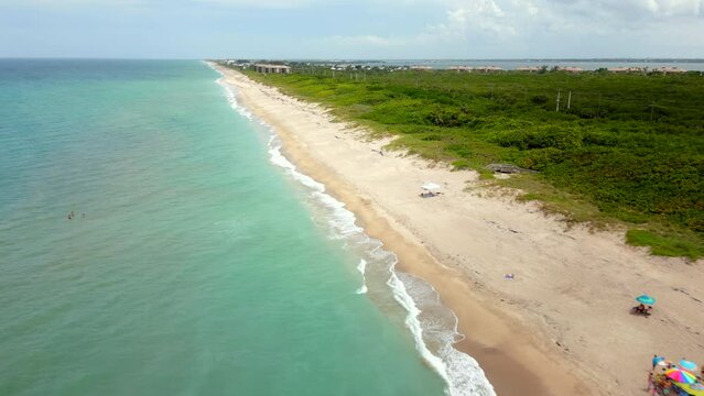 Loggerhead nesting season turtle tracks on the beach sand Jensen Hutchinson Island Florida USA 2023