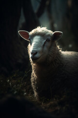 Obraz premium Portrait of Lamb Dramatic and Cinematic Lighting Photography, Generative AI