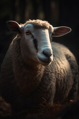 Fototapeta premium Portrait of Lamb Dramatic and Cinematic Lighting Photography, Generative AI