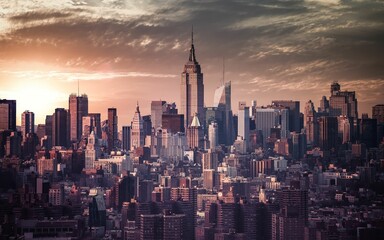Fototapeta na wymiar New York skyline Sunset