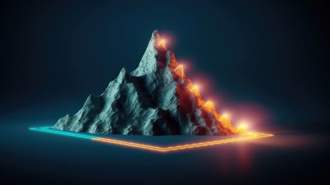 Meon lights on a mountain. generative AI.
