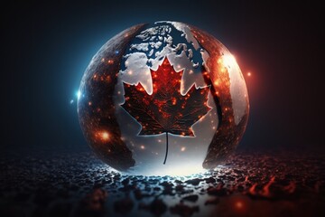 Happy Canada day, Dominion . Maple leafposter for celebrate national day of Canada.1st of July celebration background. Canada independence patriotism card. Canada flag, red maple leaf.