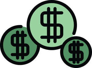 Money management icon outline vector. Office business. Work project color flat