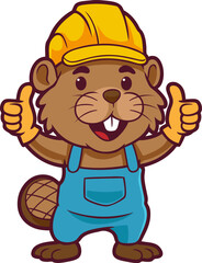 Beaver Handyman Cartoon Mascot Two Thumbs Up