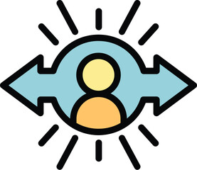 Management choice icon outline vector. Business people. Businessman path color flat