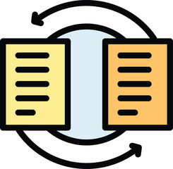 Convert document icon outline vector. Invoice data. File duplicate color flat