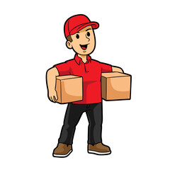 Courier Guy Cariying Two Box