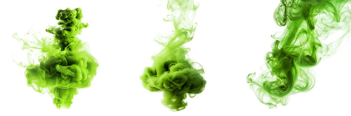 Green poisonous toxic smoke cloud poison fume isolated transparent - Generative AI - obrazy, fototapety, plakaty
