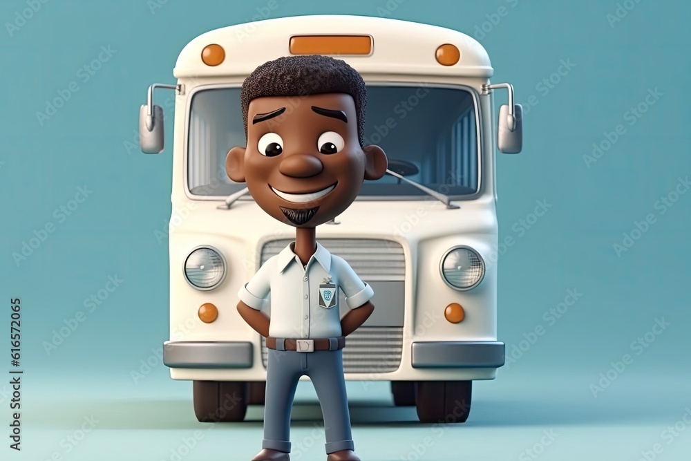 Poster black man bus driver handsome background with copy space generative ai