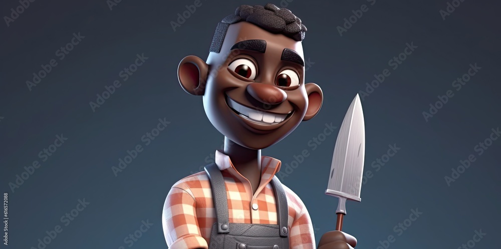 Poster black man butcher charming background with copyspace generative ai