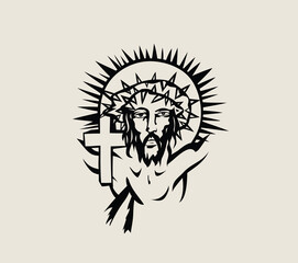 Jesus Face on the Cross, art vector design
