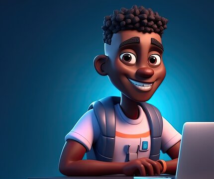 Black Male Computer Programmer Good Looking Backdrop With Copy Space Generative AI