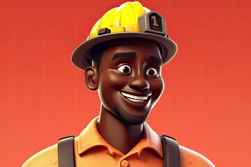 Black Male Fire Fighter Charming Background With Copy Space Generative AI