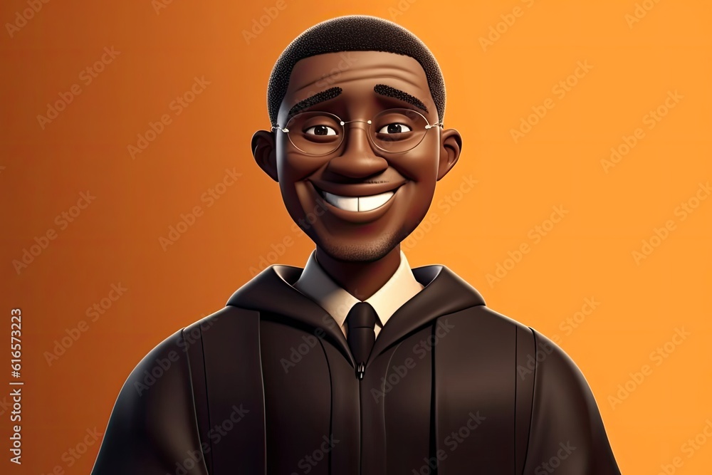 Poster black male judge handsome backdrop with copy space generative ai