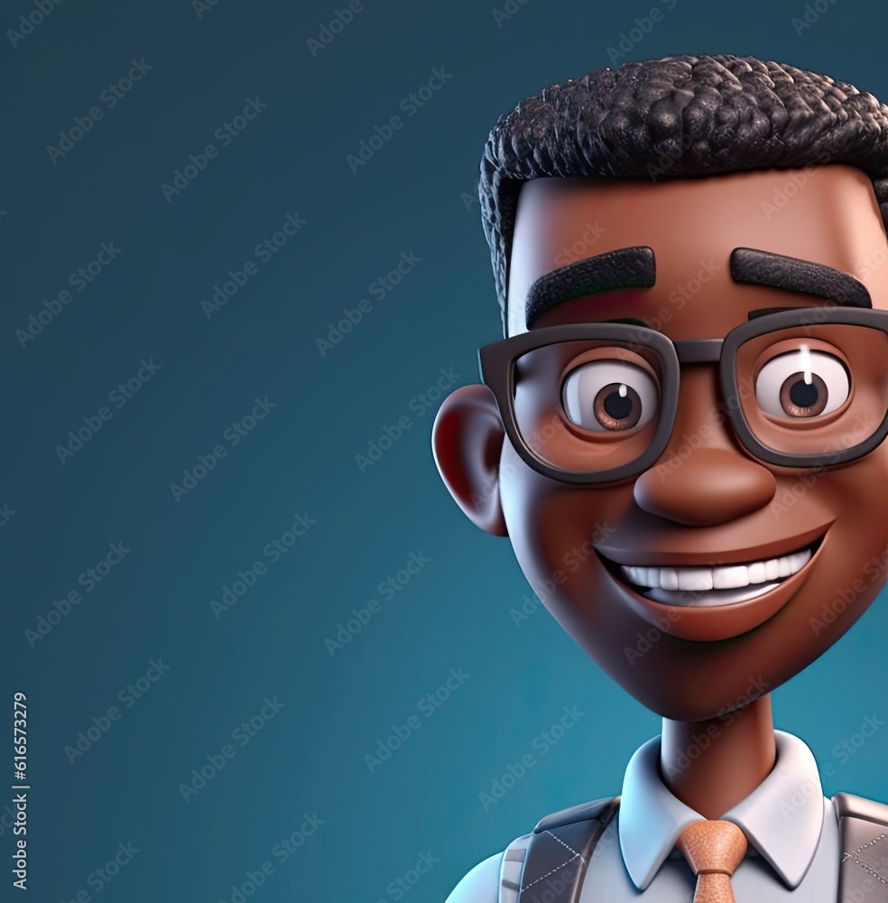 Poster black man librarian charming backdrop with copyspace generative ai