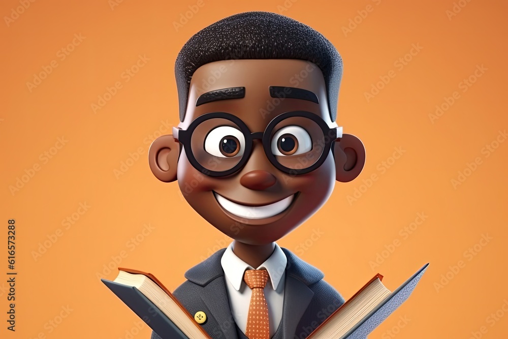 Poster black man librarian good looking background with copyspace generative ai