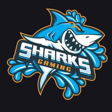 Shark Gaming Mascot Logo Shark and Fish Great White Hunting Shark